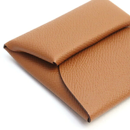 HERMES Bastia Epsom Leather Coin Purse Gold Size ONE SIZE