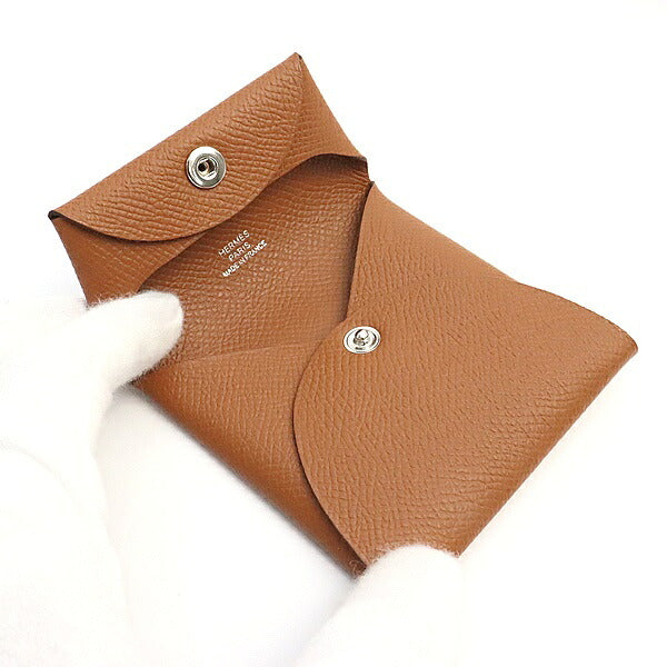 HERMES Bastia Epsom Leather Coin Purse Gold Size ONE SIZE