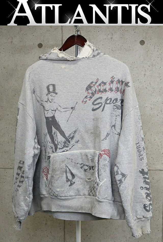 SAINT MICHAEL x Alexis Ross Drawing Hoodie Grey Size XL