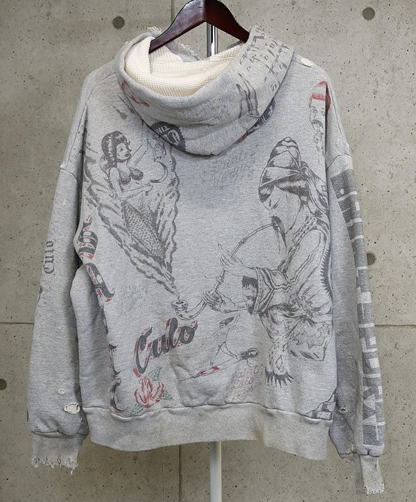 SAINT MICHAEL x Alexis Ross Drawing Hoodie Grey Size XL