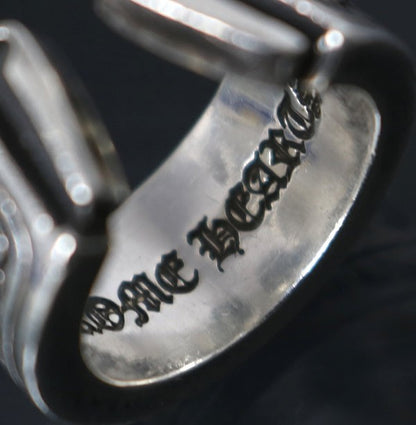 CHROME HEARTS Large Scroll Label Ring SV925 Size ONE Silver