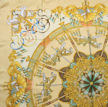 HERMES Carre 90 "Luna Park" Silk Scarf Beige Size ONE SIZE