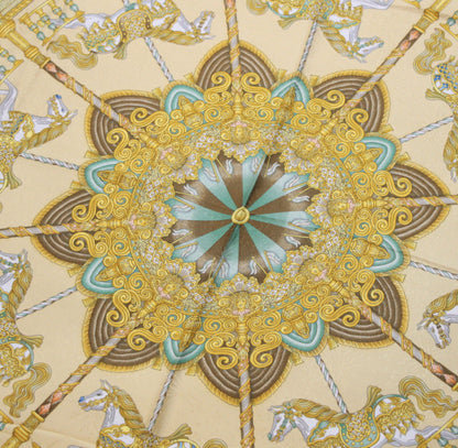 HERMES Carre 90 "Luna Park" Silk Scarf Beige Size ONE SIZE