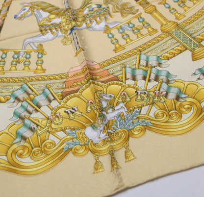 HERMES Carre 90 "Luna Park" Silk Scarf Beige Size ONE SIZE