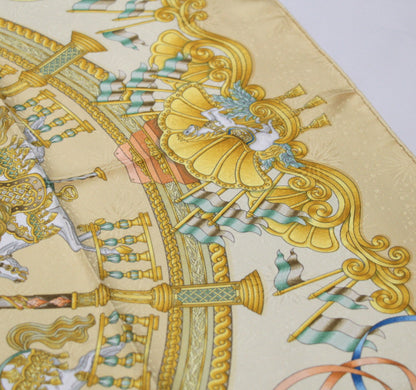 HERMES Carre 90 "Luna Park" Silk Scarf Beige Size ONE SIZE