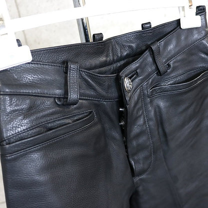 CHROME HEARTS Floral Button Leather Pants Black Size 28