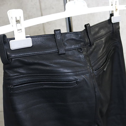 CHROME HEARTS Floral Button Leather Pants Black Size 28