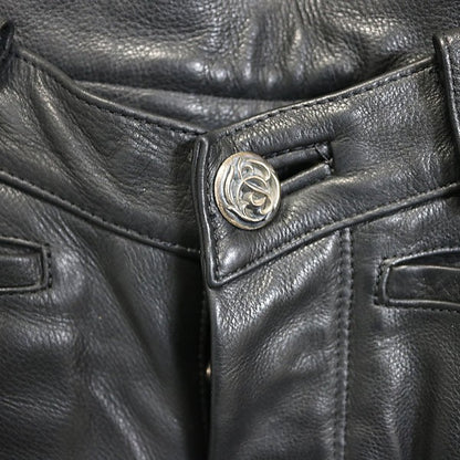 CHROME HEARTS Floral Button Leather Pants Black Size 28