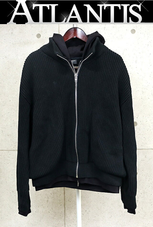 BALENCIAGA 2023 Driver's Knit Double Zip Hoodie Black Size 1