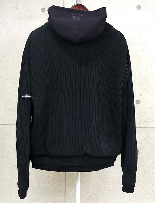 BALENCIAGA 2023 Driver's Knit Double Zip Hoodie Black Size 1