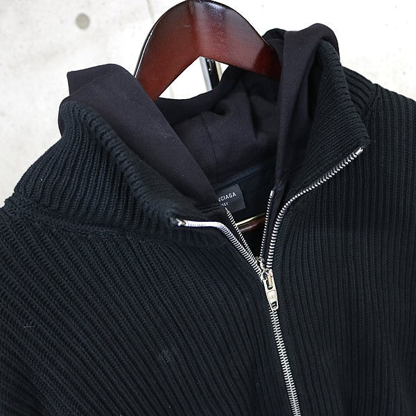 BALENCIAGA 2023 Driver's Knit Double Zip Hoodie Black Size 1