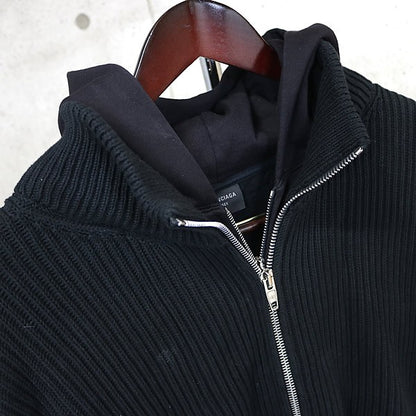 BALENCIAGA 2023 Driver's Knit Double Zip Hoodie Black Size 1
