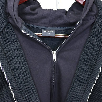 BALENCIAGA 2023 Driver's Knit Double Zip Hoodie Black Size 1