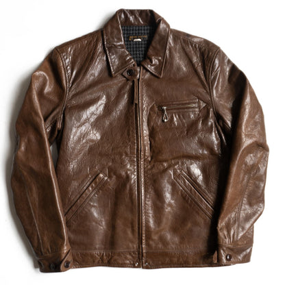 WEST RIDE Goatskin Leather Jacket Brown Size 38