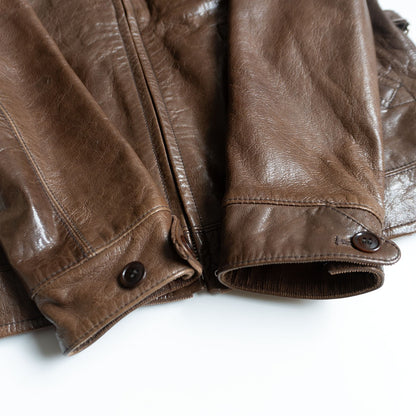 WEST RIDE Goatskin Leather Jacket Brown Size 38