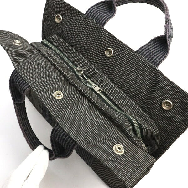 HERMES Herline PM Canvas Handbag Gray Size ONE SIZE