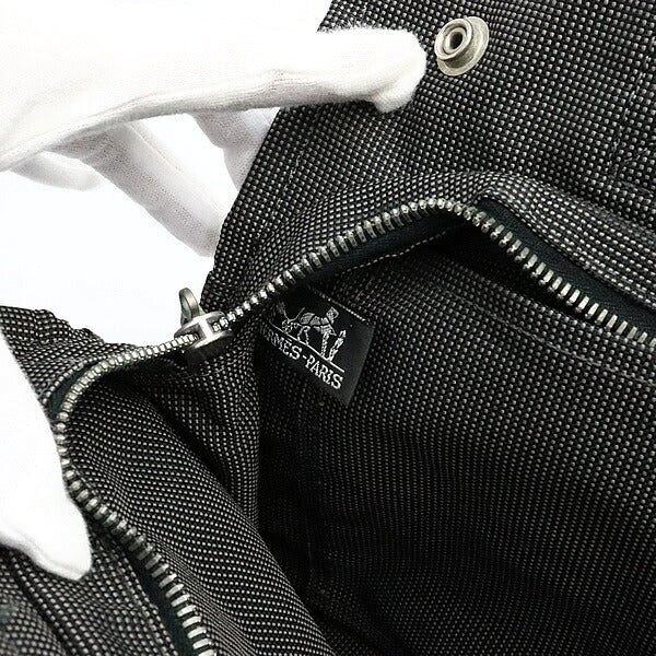 HERMES Herline PM Canvas Handbag Gray Size ONE SIZE