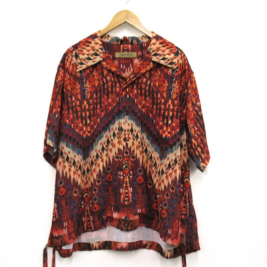 Robes&Confections Ethnic Crepe Open Collar Shirt Red Size 3