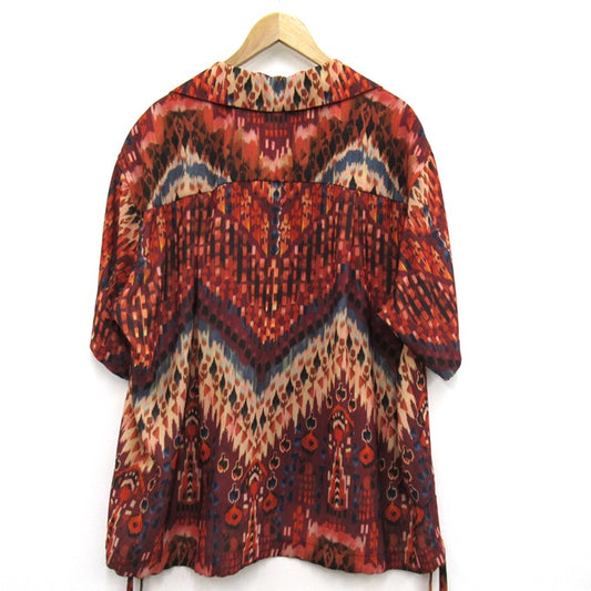 Robes&Confections Ethnic Crepe Open Collar Shirt Red Size 3