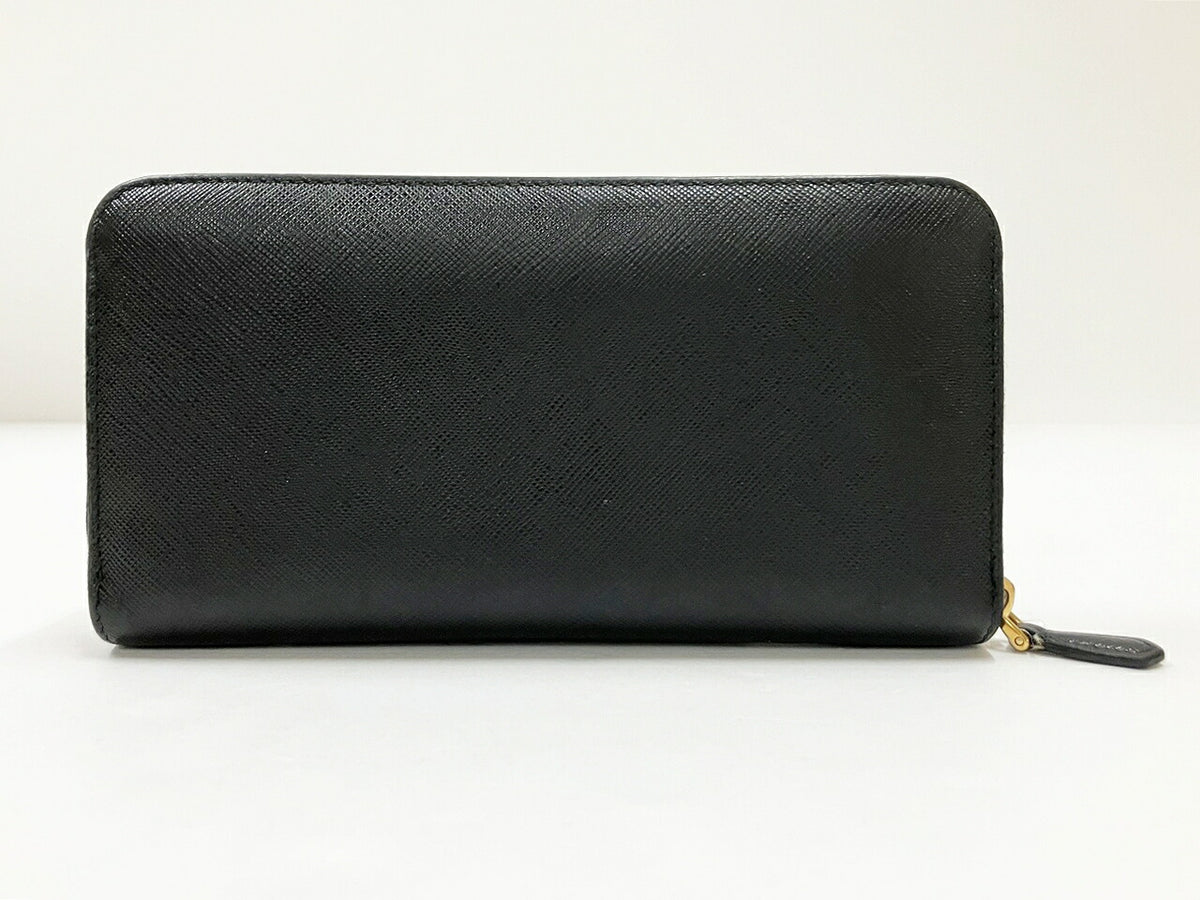 PRADA Black Round Zipper Long Wallet