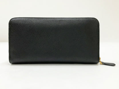 PRADA Black Round Zipper Long Wallet