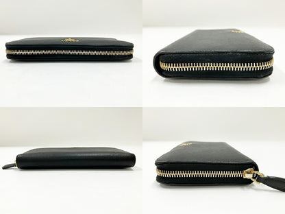 PRADA Black Round Zipper Long Wallet