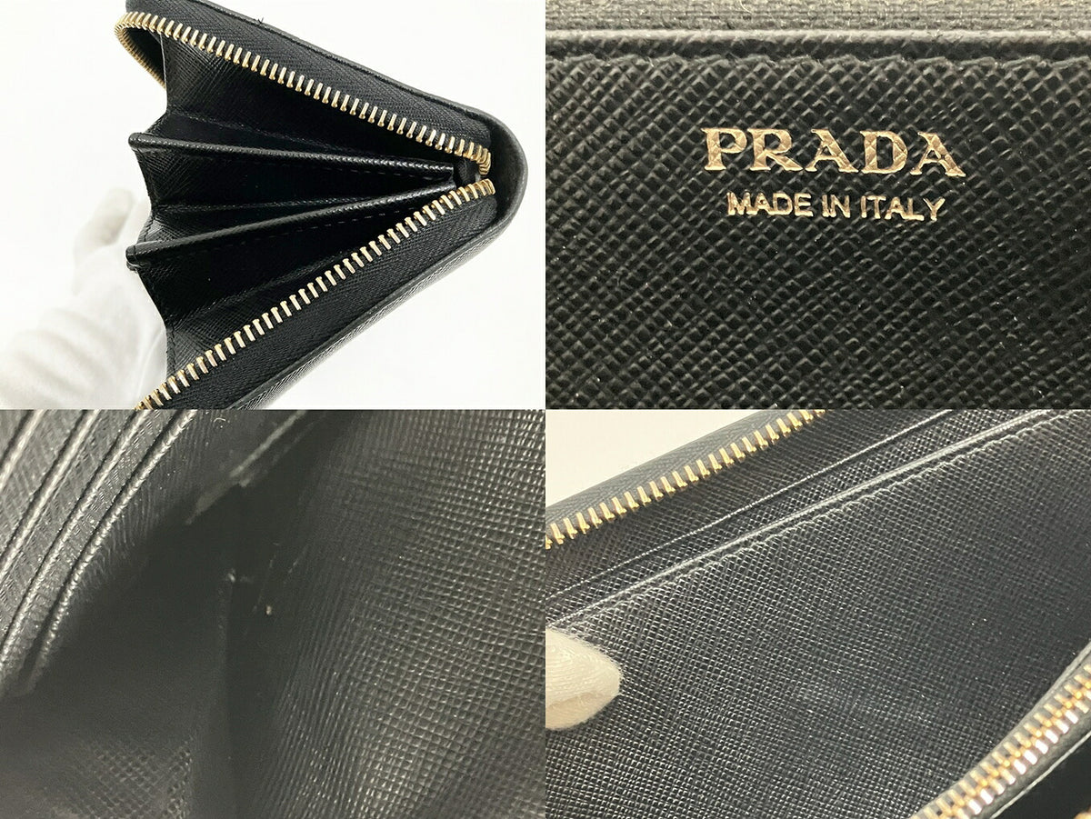 PRADA Black Round Zipper Long Wallet