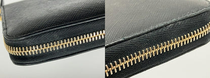 PRADA Black Round Zipper Long Wallet