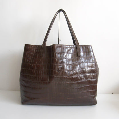 Felisi Croc-embossed Leather Tote Bag Brown