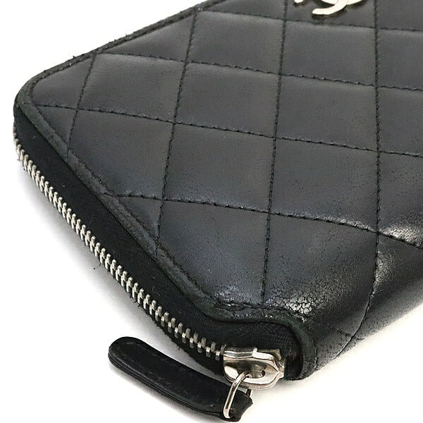 CHANEL Matelasse Lambskin Wallet Black Size ONE SIZE