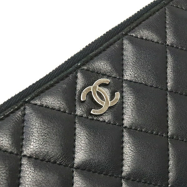 CHANEL Matelasse Lambskin Wallet Black Size ONE SIZE