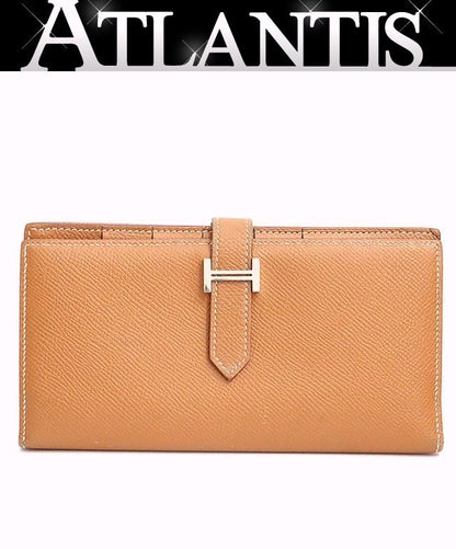 HERMES Bearn Soufflet Epsom Wallet Gold Size ONE SIZE