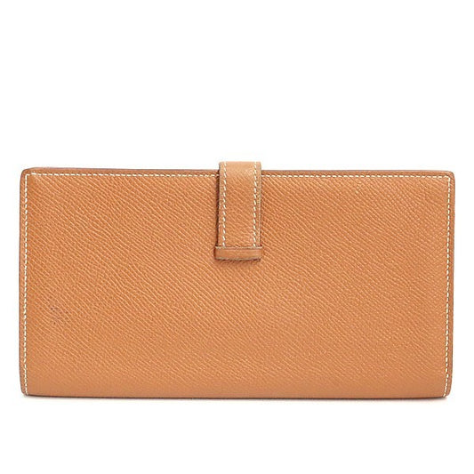 HERMES Bearn Soufflet Epsom Wallet Gold Size ONE SIZE