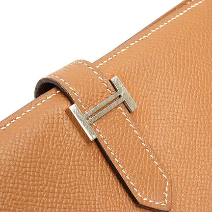 HERMES Bearn Soufflet Epsom Wallet Gold Size ONE SIZE