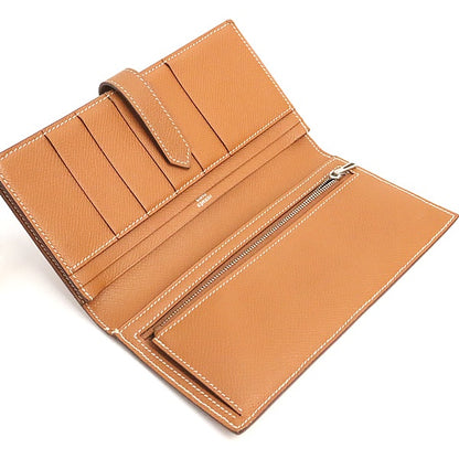HERMES Bearn Soufflet Epsom Wallet Gold Size ONE SIZE