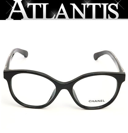 CHANEL Coco Mark Chain Panto Glasses Black Size 52□17-140