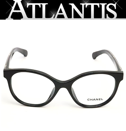 CHANEL Coco Mark Chain Panto Glasses Black Size 52□17-140