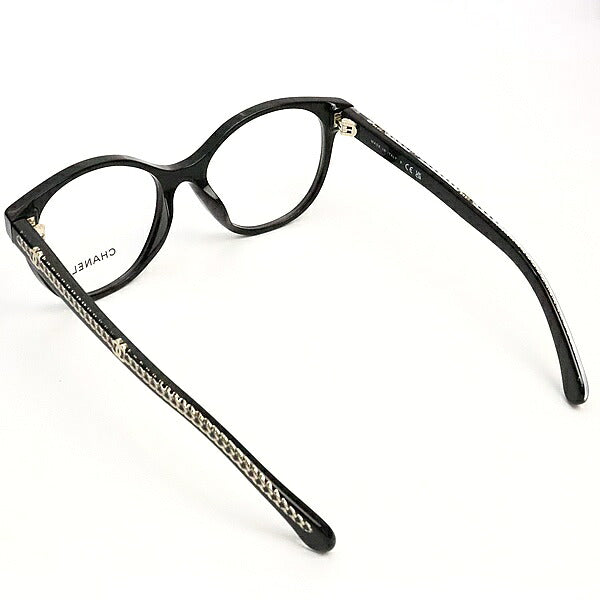 CHANEL Coco Mark Chain Panto Glasses Black Size 52□17-140