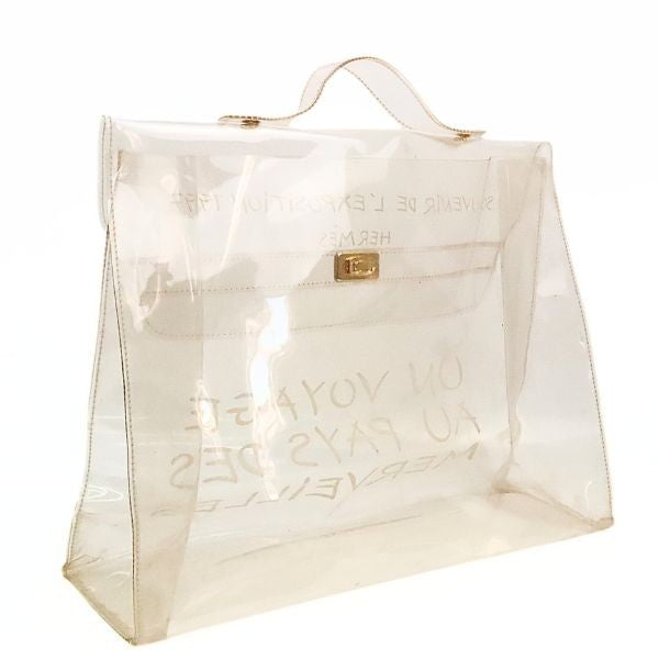 HERMES Vinyl Kelly Clear Handbag Size ONE SIZE