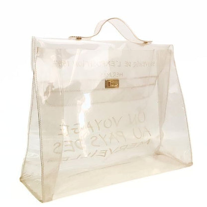 HERMES Vinyl Kelly Clear Handbag Size ONE SIZE