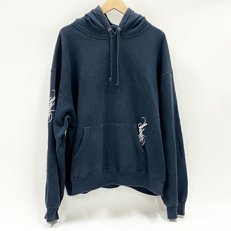 Supreme Tag Hooded Sweatshirt Navy Hoodie Size XL