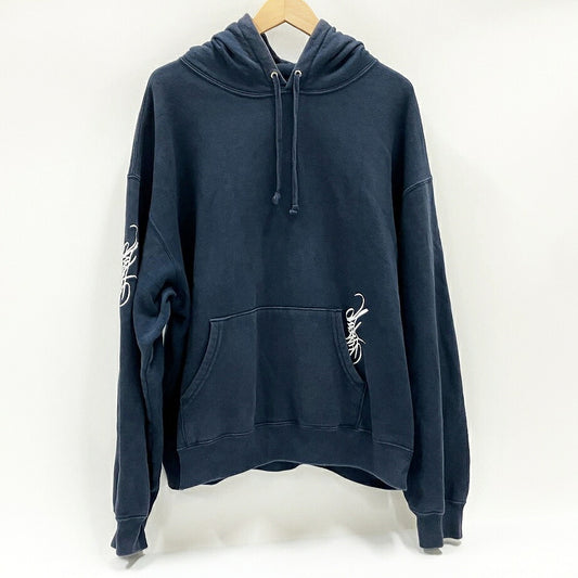 Supreme Tag Hooded Sweatshirt Navy Hoodie Size XL