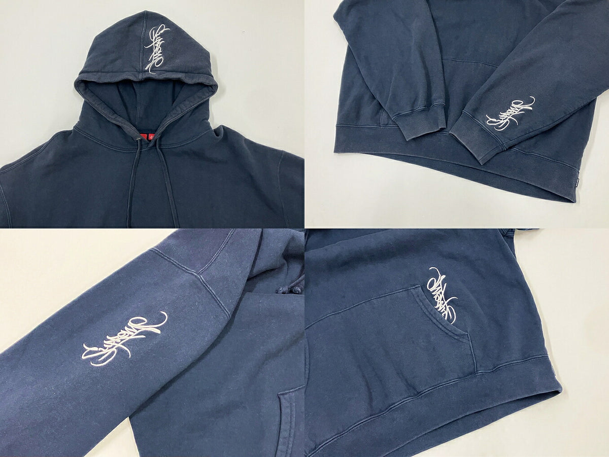 Supreme Tag Hooded Sweatshirt Navy Hoodie Size XL