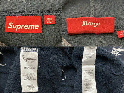 Supreme Tag Hooded Sweatshirt Navy Hoodie Size XL