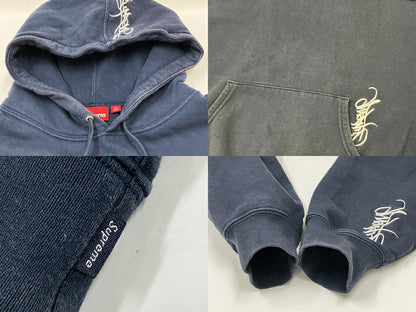 Supreme Tag Hooded Sweatshirt Navy Hoodie Size XL