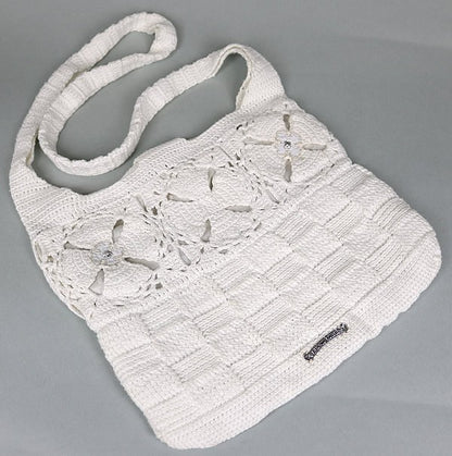 CHROME HEARTS Crossball CH Plus Knit Shoulder Bag White