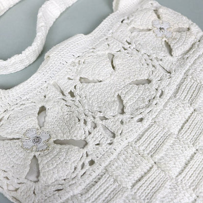 CHROME HEARTS Crossball CH Plus Knit Shoulder Bag White