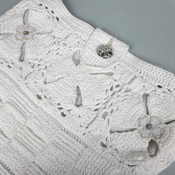 CHROME HEARTS Crossball CH Plus Knit Shoulder Bag White