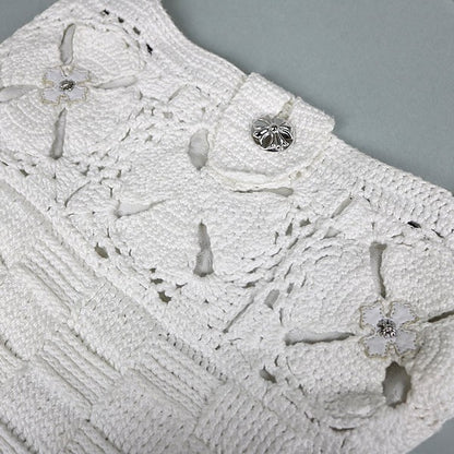 CHROME HEARTS Crossball CH Plus Knit Shoulder Bag White