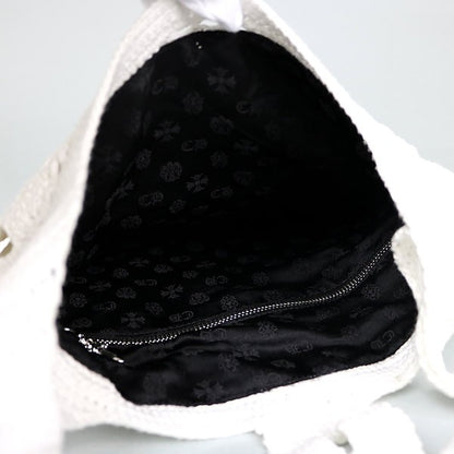 CHROME HEARTS Crossball CH Plus Knit Shoulder Bag White
